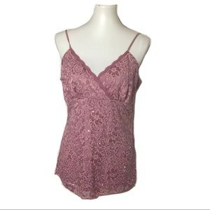 Studio 1940 NWT Purple Sequins Lace Cami Tank XL